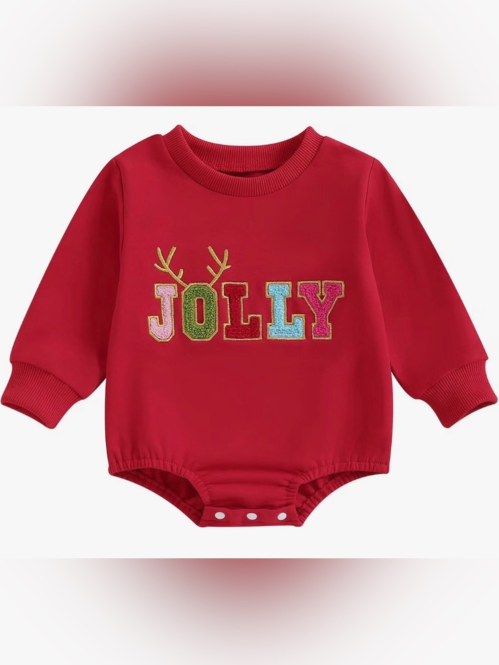 Baby Girls Red "Jolly" Long Sleeve Christmas Bubble